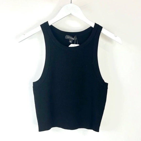 Intermix Elsie Black Cropped Rib Knit Tank - Picture 2 of 7
